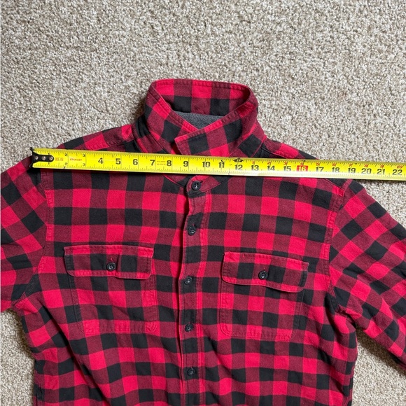 L.L. Bean Fleece Lined Flannel Shirt Shacket Men’s Medium Red Black Plaid 298189 - Picture 12 of 14